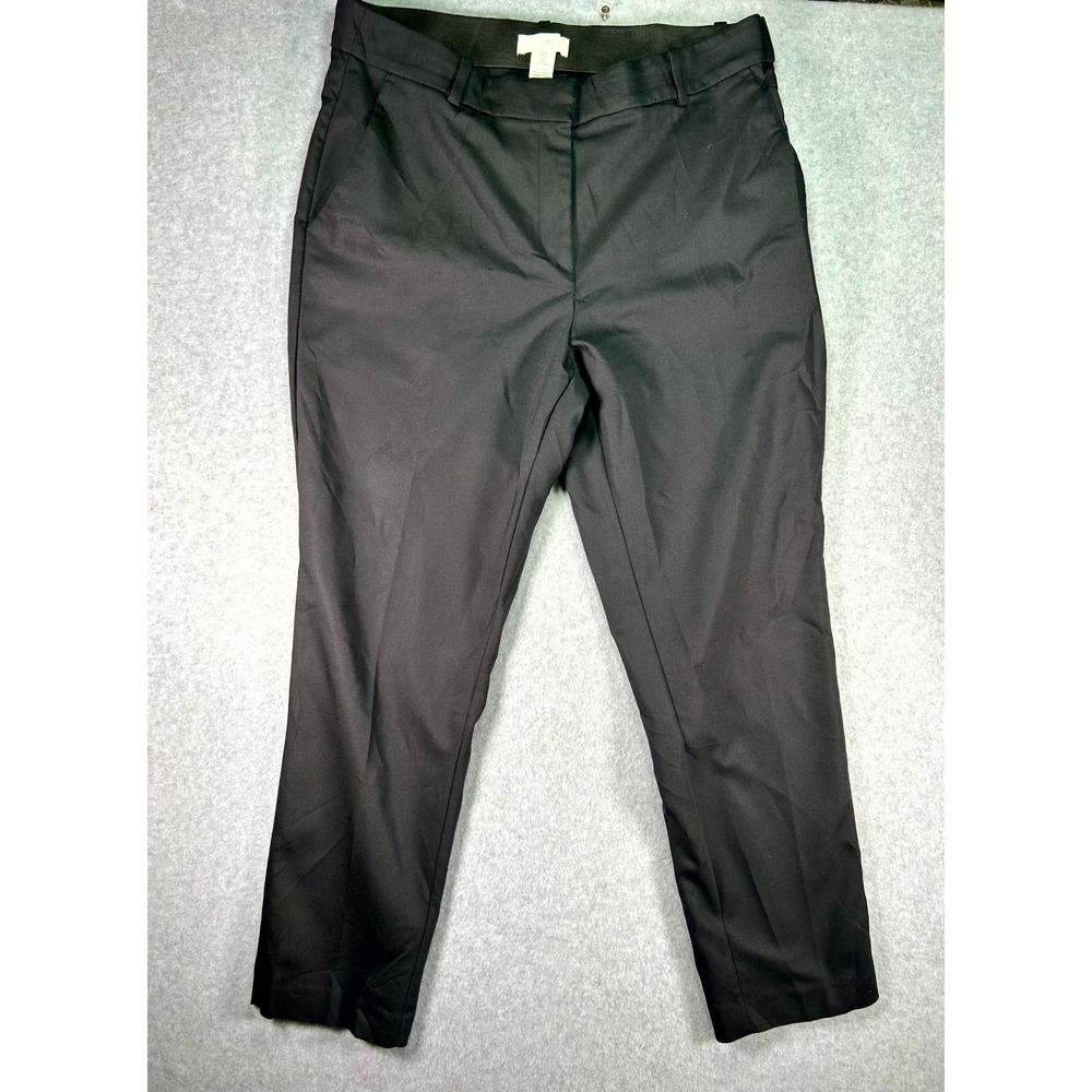 H&M Dress Pants Womens 12 Black Slash Pockets Business Formal Straight Leg